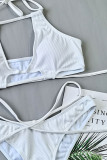 Witte Sexy Effen Bandage Patchwork Zwemkleding