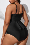 Roupa de banho preta fashion sexy sem costas sólida sem costas e tamanho grande roupa de banho