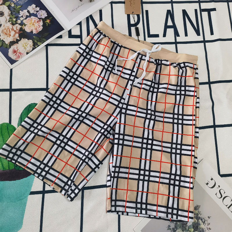 

Khaki Fashion Vacation Print Split Joint Swim Trunks