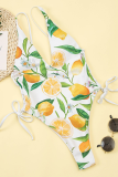 Costumi da bagno con stringhe con disegno patchwork con stampa patchwork giallo sexy
