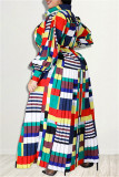 レッド ファッション カジュアル ベーシック ターンダウン カラー ロング スリーブ プラス サイズ ドレス