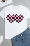 Camisetas con cuello en O y patchwork con estampado de fiesta de moda blanco