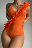 Costumi da bagno pieghevoli per vacanze sexy rosso mandarino