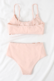 Pink Casual Party Solid Fold Swimwears