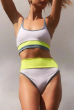 Yellow Casual Party Solid Patchwork Swimwears