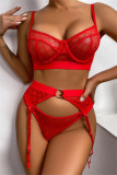 Red Fashion Sexy Patchwork Doorzichtige Backless Lingerie