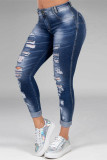 Jeans jeans skinny skinny casual moda casual sólido rasgado cintura média bebê