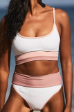 Light Pink Casual Party Solid Patchwork Swimwears