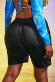 Shorts preto moda casual estampa básica regular cintura alta