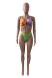 Orange Fashion Sexy Patchwork Hollowed Out Backless Swimwears