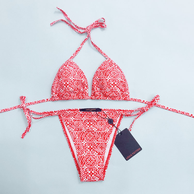 

Red Fashion Sexy Print Frenulum Swimwears