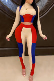Абрикосовый сексуальный однотонный лоскутный воротник-стойка с длинным рукавом из двух предметов