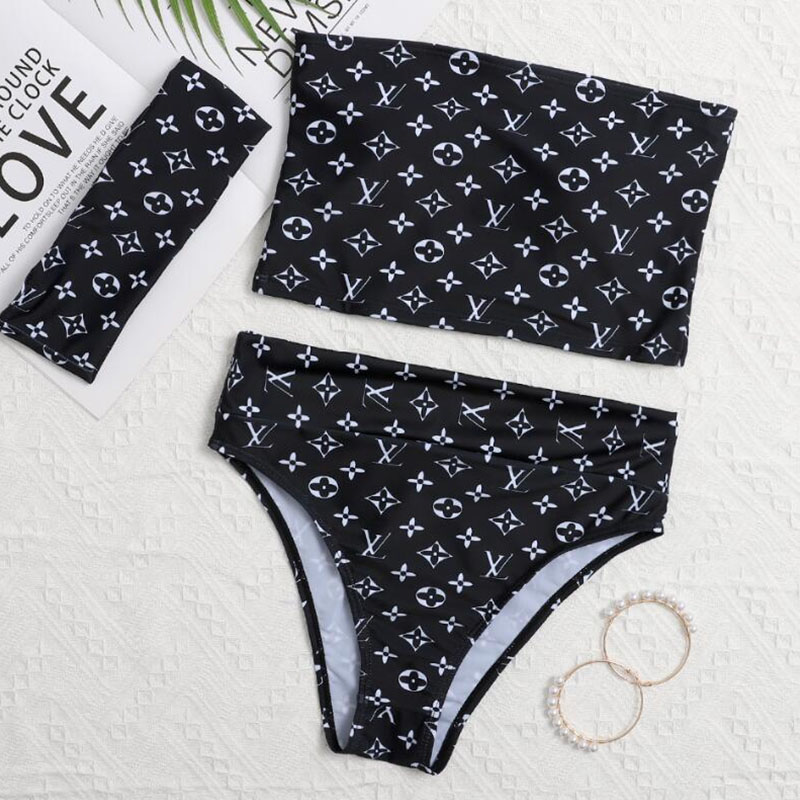 

Black Fashion Sexy Print Split Joint Swimwears