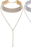 Gold Sexy Party Patchwork Hot Drill Rhinestone Necklaces
