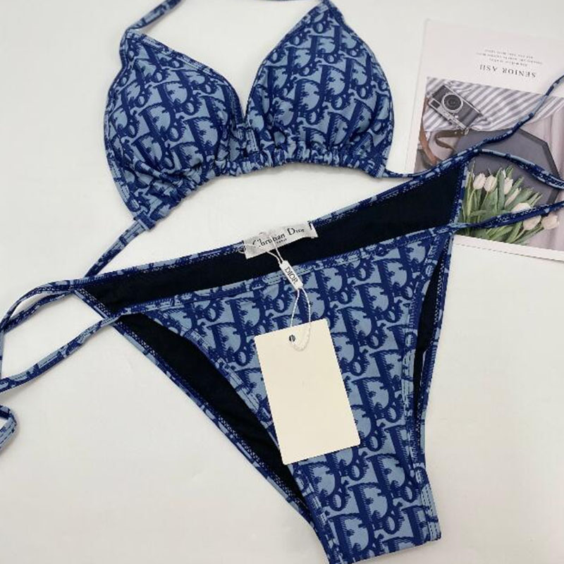 

Blue Fashion Sexy Letter Frenulum Swimwears