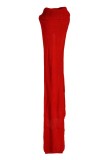 Red Fashion Casual Solid Slit Coltrui Mouwloze Jurk (Zonder Taille Ketting)