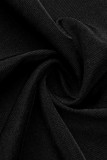Черные модные сексуальные однотонные платья с вырезом на спине и косым воротником с длинным рукавом, платья больших размеров