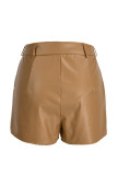 Shorts de cintura média casual moda casual sólido básico regular