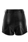 Pantalones cortos de cintura media regulares básicos sólidos casuales de moda negro