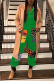 Groene sexy patchwork jumpsuits met kleurvlakken en O-hals