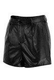 Coffee Fashion Casual Solid Basic Normal Mid Waist Shorts