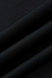 Vestidos de retalhos sexy moda preto com fenda o pescoço manga longa plus size