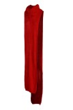 Rotes, modisches, lässiges, einfarbiges, ärmelloses Kleid mit Rollkragen und Schlitz (ohne Taillenkette)