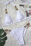 Witte Sexy Solid Patchwork Hot Drill Swimwears