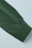 Армейский зеленый Повседневный Однотонный Пэчворк Пряжка Отложной воротник Длинный рукав Из двух частей