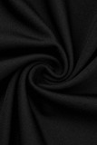 Vestidos sensuais pretos sexy perfurados vazados com gola quadrada e mangas compridas