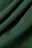 Verde militare Casual Solido Patchwork Fibbia Colletto con risvolto Manica lunga Due pezzi