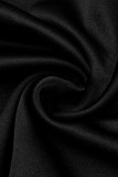 Schwarzes, sexy, heißes Bohren, ausgehöhltes, durchsichtiges, rückenfreies, halbes, ärmelloses Kleid mit Rollkragen