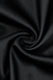 Schwarze, ausgehöhlte Patchwork-T-Shirts mit V-Ausschnitt und sexy Aufdruck