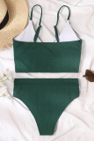Black Casual Vacation Solid Patchwork Swimwears
