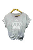 Grey Casual Solid Patchwork Hot Drill O Neck T-Shirts