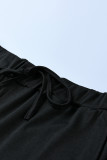 ブラックファッションカジュアルソリッドベーシックOネックプラスサイズツーピース