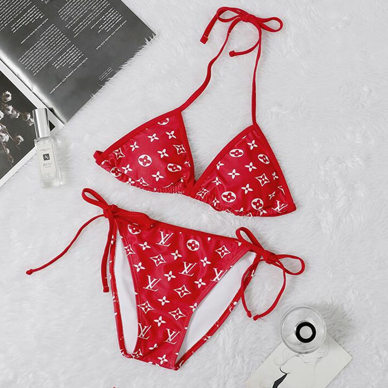 Red Fashion Sexy Print Frenulum Swimwears
