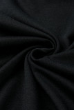 Negro Moda Casual Sólido Básico O Cuello Tallas grandes Dos piezas