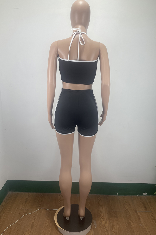 Minimalist Solid Color Halter Sports Crop Top