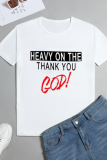 White Fashion Casual Print Patchwork Letter O Neck T-Shirts