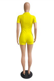 Barboteuse skinny à col zippé basique à la mode décontractée jaune