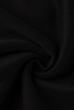 アーミーグリーンファッションカジュアルレタープリントパッチワークOネック長袖ツーピース