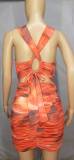Tangerine Sexy Print Patchwork Draw String Fold Dresses