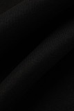 ブルゴーニュファッションカジュアルレタープリントパッチワークOネック長袖ツーピース