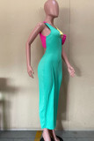 Зеленые сексуальные однотонные выдолбленные лоскутные асимметричные платья-юбки-карандаш