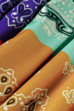 Gele elastische broek met mid-print en normale print