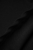 Macacão skinny básico casual fashion preto sólido com decote em V