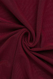 Robes de jupe enveloppées à col rond en patchwork uni sexy violet