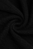 Schwarze, sexy, solide Patchwork-Kleider in A-Linie mit rückenfreiem Schlitz und Neckholder