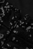 Macacões soltos pretos de manga comprida patchwork